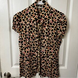 Diane Von Furstenberg Womens Courtney Silk Lycra Peplum Button Up Blouse, size 8